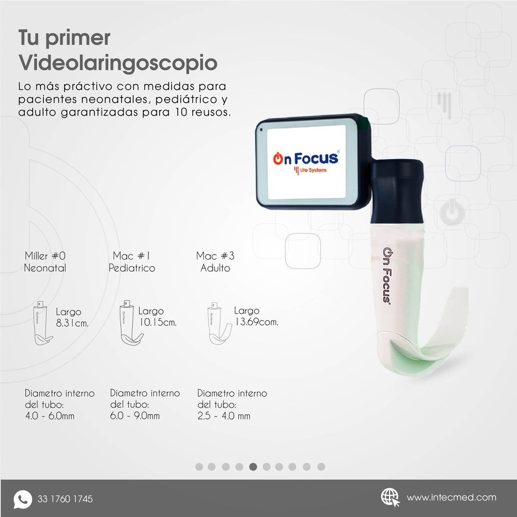 VIDEOLARINGOSCOPIO ONFOCUS® LITE W-BLADE LITE MAC 1 Y MAC 3