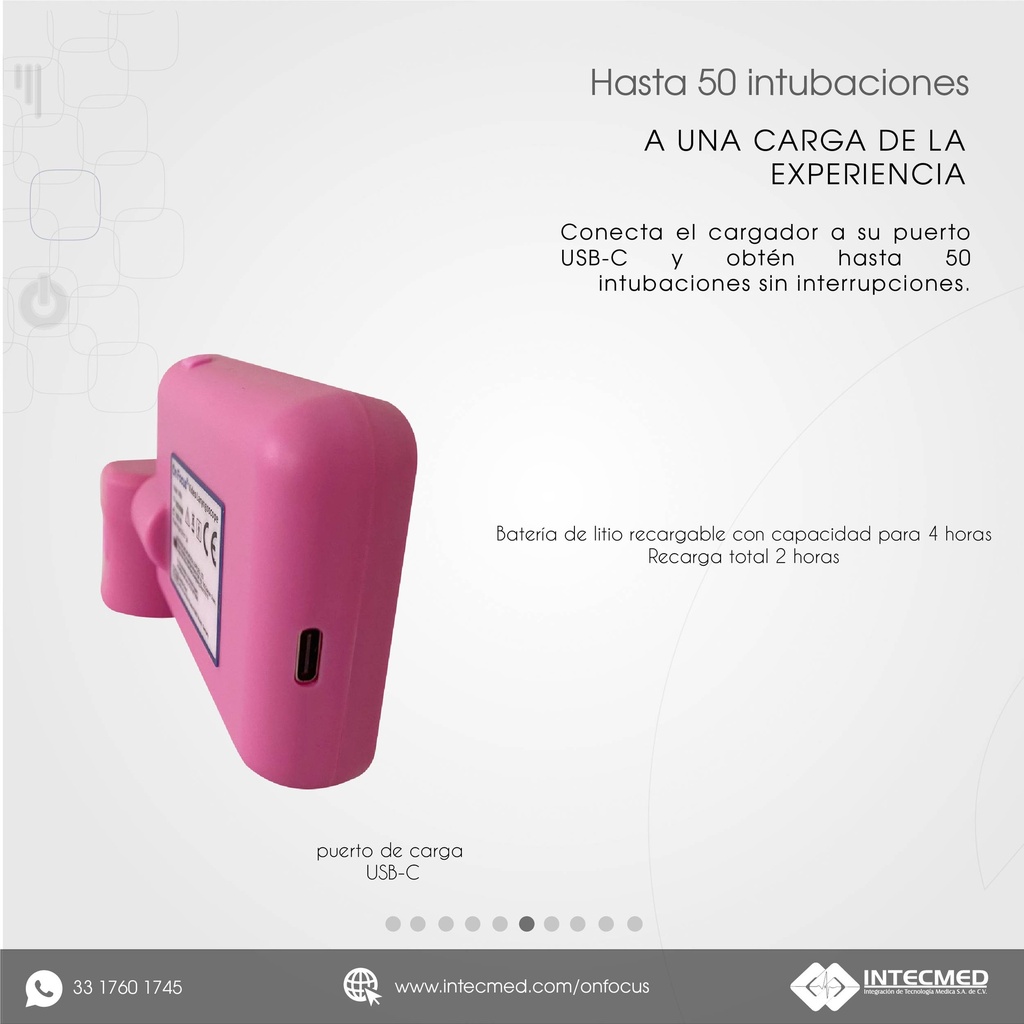 VIDEOLARINGOSCOPIO ONFOCUS® LITE ROSA 6 HOJAS REUSABLES.