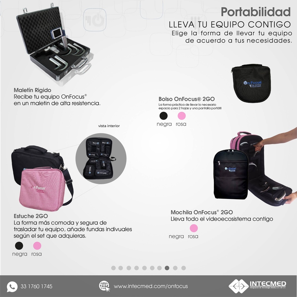 VIDEOLARINGOSCOPIO ONFOCUS® LITE ROSA 6 HOJAS REUSABLES.
