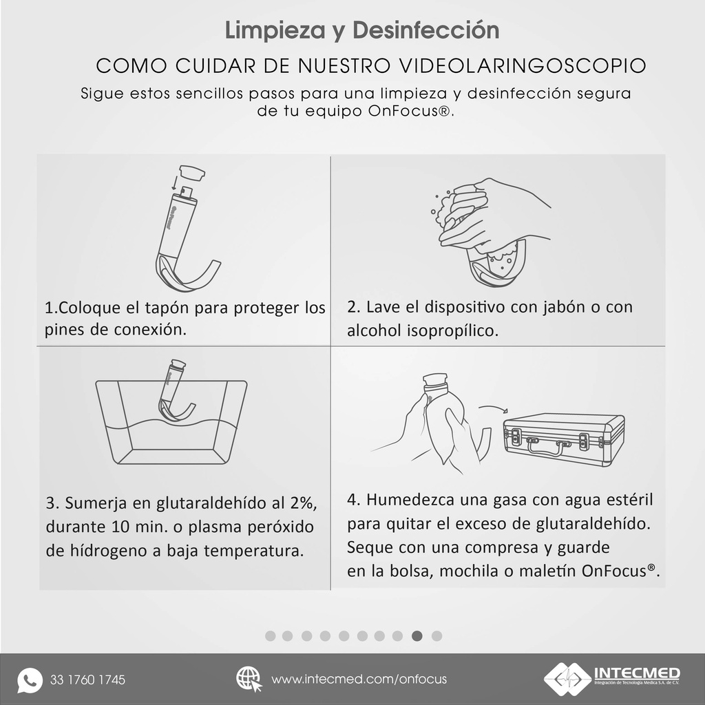 VIDEOLARINGOSCOPIO ONFOCUS® LITE ROSA 6 HOJAS REUSABLES.