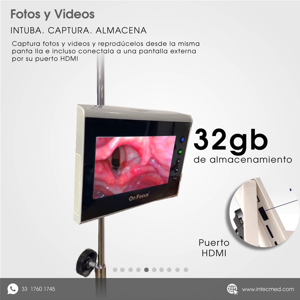 VIDEOLARINGOSCOPIO ONFOCUS® ADVANCED PANTALLA DE 7 PULGADAS