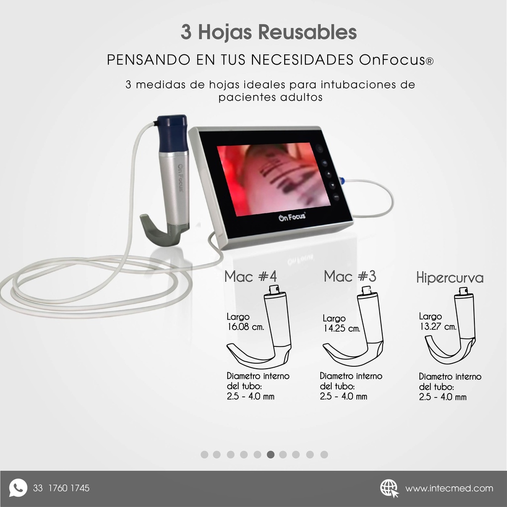 VIDEOLARINGOSCOPIO ONFOCUS® ADVANCED 3 HOJAS REUSABLES ADULTO