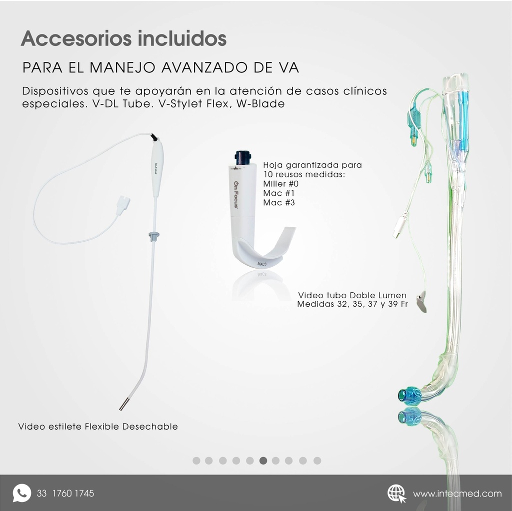 VIDEOLARINGOSCOPIO ONFOCUS® ADVANCED 3 HOJAS REUSABLES ADULTO