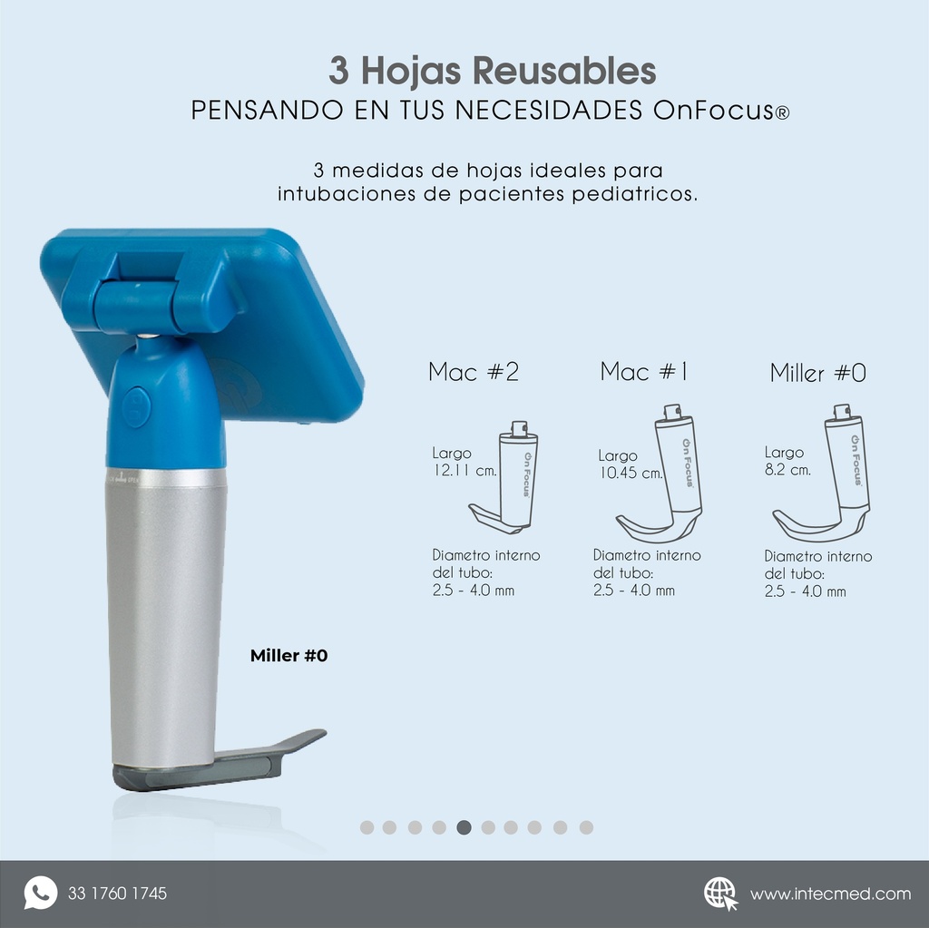 VIDEOLARINGOSCOPIO ONFOCUS® FLEX BLUE WAY 3 HOJAS REUSABLES PEDIATRICO