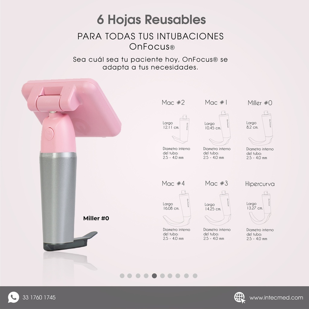 VIDEOLARINGOSCOPIO ONFOCUS® FLEX PINK AIR 6 HOJAS REUSABLES.