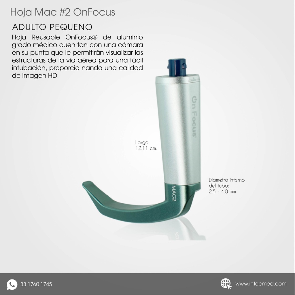 HOJA REUSABLE MAC 2 ONFOCUS® PARA VIDEOLARINGOSCOPIO