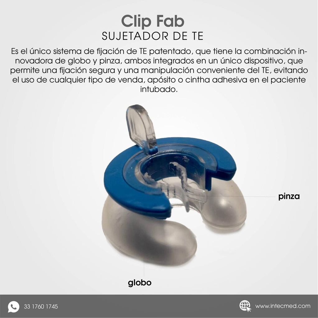 CLIP-FAB SUJETADOR DE TUBO ENDOTRAQUEAL CAJA CON 10 PZAS