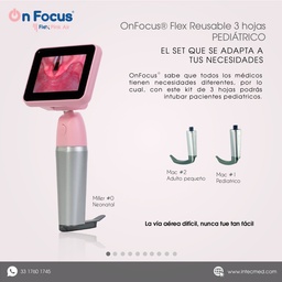 [ON-VR3HPD-FPA] VIDEOLARINGOSCOPIO ONFOCUS® FLEX PINK AIR 3 HOJAS REUSABLES PEDIATRICO