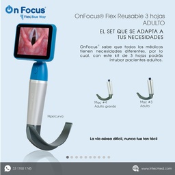 [ON-VR3HAD-FBW] VIDEOLARINGOSCOPIO ONFOCUS® FLEX BLUE WAY 3 HOJAS REUSABLES ADULTO