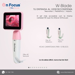 [ON-VW2H-FBP] VIDEOLARINGOSCOPIO ONFOCUS® FLEX BLACK PRO W-BLADE MAC 1 y MAC 3