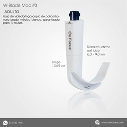 [ONWHB03] HOJA W-BLADE ONFOCUS® MAC 3 VIDEOLARINGOSCOPIO